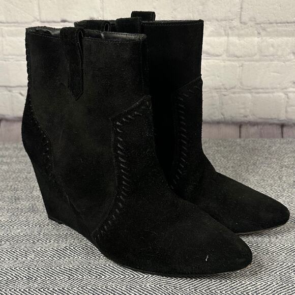 Rebecca Minkoff Shoes - REBECCA MINKOFF - Suede Wedge Whip Stich Booties